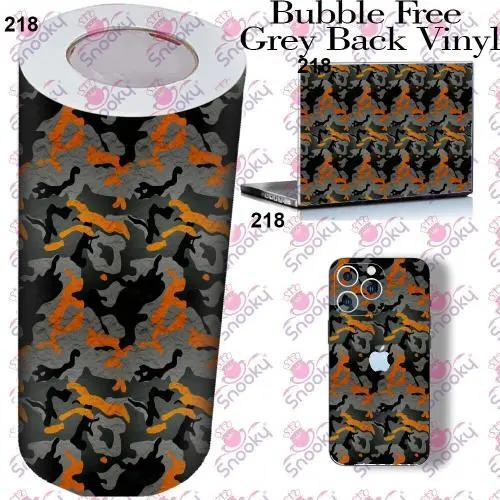 Orange Grey Camo Printed Wrapping Skin Roll