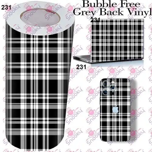 Black Check Printed Wrapping Skin Roll