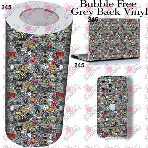 Grey Cartoon Printed Wrapping Skin Roll
